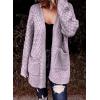 image:imageDokotoo Womens 2026 Fashion Casual Open Front Long Sleeve Chunky Cable Knit Cardigans Sweaters Outerwear Coats with PocketsPurple