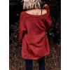 image:imageDokotoo Womens 2026 Fashion Casual Open Front Long Sleeve Chunky Cable Knit Cardigans Sweaters Outerwear Coats with PocketsRed