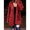 image:imageDokotoo Womens 2026 Fashion Casual Open Front Long Sleeve Chunky Cable Knit Cardigans Sweaters Outerwear Coats with PocketsRed