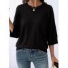 image:imageDokotoo Womens 34 Sleeve Sweater Summer Cropped Sweaters Crewneck Lightweight Knit Tops Spring Business Casual Plus Size Womens Clothing Black Sweater 2026 Fashion