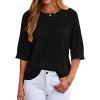 image:imageDokotoo Womens 34 Sleeve Sweater Summer Cropped Sweaters Crewneck Lightweight Knit Tops Spring Business Casual Plus Size Womens Clothing Black Sweater 2026 Fashion