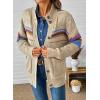 image:imageDokotoo Womens Cardigan Sweaters Long Sleeve Casual Striped Color Block Cable Knit Fall Outfits with PocketsBeige