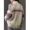 image:imageDokotoo Womens Cardigan Sweaters Long Sleeve Casual Striped Color Block Cable Knit Fall Outfits with PocketsBeige