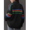 image:imageDokotoo Womens Cardigan Sweaters Long Sleeve Casual Striped Color Block Cable Knit Fall Outfits with PocketsBlack