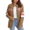 image:imageDokotoo Womens Cardigan Sweaters Long Sleeve Casual Striped Color Block Cable Knit Fall Outfits with PocketsChocolate Brown