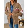 image:imageDokotoo Womens Cardigan Sweaters Long Sleeve Casual Striped Color Block Cable Knit Fall Outfits with PocketsChocolate Brown