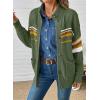 image:imageDokotoo Womens Cardigan Sweaters Long Sleeve Casual Striped Color Block Cable Knit Fall Outfits with PocketsGreen