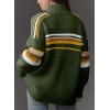 image:imageDokotoo Womens Cardigan Sweaters Long Sleeve Casual Striped Color Block Cable Knit Fall Outfits with PocketsGreen