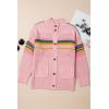 image:imageDokotoo Womens Cardigan Sweaters Long Sleeve Casual Striped Color Block Cable Knit Fall Outfits with PocketsPink