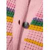 image:imageDokotoo Womens Cardigan Sweaters Long Sleeve Casual Striped Color Block Cable Knit Fall Outfits with PocketsPink