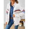 image:imageDokotoo Womens Cardigan Sweaters Long Sleeve Casual Striped Color Block Cable Knit Fall Outfits with PocketsWhite