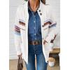 image:imageDokotoo Womens Cardigan Sweaters Long Sleeve Casual Striped Color Block Cable Knit Fall Outfits with PocketsWhite