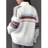 image:imageDokotoo Womens Cardigan Sweaters Long Sleeve Casual Striped Color Block Cable Knit Fall Outfits with PocketsWhite