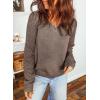 image:imageDokotoo Womens Crochet Sweaters 2025 Winter Casual Lightweight Long Sleeve Hollow Out Sweater TopsCoffee