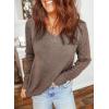 image:imageDokotoo Womens Crochet Sweaters 2025 Winter Casual Lightweight Long Sleeve Hollow Out Sweater TopsCoffee