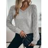 image:imageDokotoo Womens Crochet Sweaters 2025 Winter Casual Lightweight Long Sleeve Hollow Out Sweater TopsLight Grey