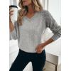 image:imageDokotoo Womens Crochet Sweaters 2025 Winter Casual Lightweight Long Sleeve Hollow Out Sweater TopsLight Grey