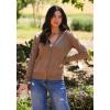 image:imageDokotoo Womens Fall Long Sleeve Lightweight 2025 VNeck Cardigan Button Down Twisted Cable Knit Shrugs SweatersDark Khaki