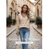 image:imageDokotoo Womens Fall Sweaters 2025 Long Sleeve V Neck Casual Tops Ribbed Knit Comfy Fuzzy Pullover Floral SweaterBeige