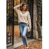 image:imageDokotoo Womens Fall Sweaters 2025 Long Sleeve V Neck Casual Tops Ribbed Knit Comfy Fuzzy Pullover Floral SweaterBeige