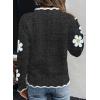 image:imageDokotoo Womens Fall Sweaters 2025 Long Sleeve V Neck Casual Tops Ribbed Knit Comfy Fuzzy Pullover Floral SweaterBlack