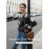 image:imageDokotoo Womens Fall Sweaters 2025 Long Sleeve V Neck Casual Tops Ribbed Knit Comfy Fuzzy Pullover Floral SweaterBlack
