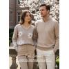 image:imageDokotoo Womens Fall Sweaters 2025 Long Sleeve V Neck Casual Tops Ribbed Knit Comfy Fuzzy Pullover Floral SweaterGray