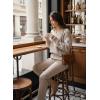 image:imageDokotoo Womens Fall Sweaters 2025 Long Sleeve V Neck Casual Tops Ribbed Knit Comfy Fuzzy Pullover Floral SweaterGray