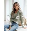 image:imageDokotoo Womens Fall Sweaters 2025 Long Sleeve V Neck Casual Tops Ribbed Knit Comfy Fuzzy Pullover Floral SweaterGreen