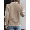image:imageDokotoo Womens Fall Sweaters 2025 Long Sleeve V Neck Casual Tops Ribbed Knit Comfy Fuzzy Pullover Floral SweaterKhaki