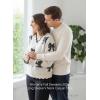 image:imageDokotoo Womens Fall Sweaters 2025 Long Sleeve V Neck Casual Tops Ribbed Knit Comfy Fuzzy Pullover Floral SweaterWhite