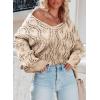image:imageDokotoo Womens Fall Sweaters V Neck Crochet Hollow Out 2025 Trendy Casual Winter Pullover SweatersApricot