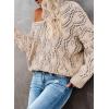 image:imageDokotoo Womens Fall Sweaters V Neck Crochet Hollow Out 2025 Trendy Casual Winter Pullover SweatersApricot