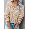image:imageDokotoo Womens Fall Sweaters V Neck Crochet Hollow Out 2025 Trendy Casual Winter Pullover SweatersApricot
