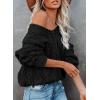 image:imageDokotoo Womens Fall Sweaters V Neck Crochet Hollow Out 2025 Trendy Casual Winter Pullover SweatersBlack