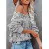 image:imageDokotoo Womens Fall Sweaters V Neck Crochet Hollow Out 2025 Trendy Casual Winter Pullover SweatersGray