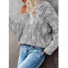 image:imageDokotoo Womens Fall Sweaters V Neck Crochet Hollow Out 2025 Trendy Casual Winter Pullover SweatersGray