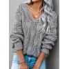 image:imageDokotoo Womens Fall Sweaters V Neck Crochet Hollow Out 2025 Trendy Casual Winter Pullover SweatersGray