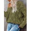 image:imageDokotoo Womens Fall Sweaters V Neck Crochet Hollow Out 2025 Trendy Casual Winter Pullover SweatersPickle Green