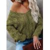 image:imageDokotoo Womens Fall Sweaters V Neck Crochet Hollow Out 2025 Trendy Casual Winter Pullover SweatersPickle Green