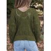 image:imageDokotoo Womens Fall Sweaters V Neck Crochet Hollow Out 2025 Trendy Casual Winter Pullover SweatersPickle Green