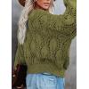 image:imageDokotoo Womens Fall Sweaters V Neck Crochet Hollow Out 2025 Trendy Casual Winter Pullover SweatersPickle Green
