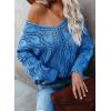 image:imageDokotoo Womens Fall Sweaters V Neck Crochet Hollow Out 2025 Trendy Casual Winter Pullover SweatersSky Blue