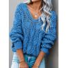 image:imageDokotoo Womens Fall Sweaters V Neck Crochet Hollow Out 2025 Trendy Casual Winter Pullover SweatersSky Blue