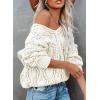 image:imageDokotoo Womens Fall Sweaters V Neck Crochet Hollow Out 2025 Trendy Casual Winter Pullover SweatersWhite