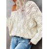 image:imageDokotoo Womens Fall Sweaters V Neck Crochet Hollow Out 2025 Trendy Casual Winter Pullover SweatersWhite