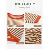 image:imageDokotoo Womens Long Sleeve Sweaters Casual Crewneck Fashion Spring Striped Color Block Shirts High Low Pullover Sweater TopsA Brown
