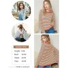 image:imageDokotoo Womens Long Sleeve Sweaters Casual Crewneck Fashion Spring Striped Color Block Shirts High Low Pullover Sweater TopsA Brown