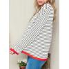 image:imageDokotoo Womens Long Sleeve Sweaters Casual Crewneck Fashion Spring Striped Color Block Shirts High Low Pullover Sweater TopsA Grey 1