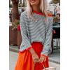 image:imageDokotoo Womens Long Sleeve Sweaters Casual Crewneck Fashion Spring Striped Color Block Shirts High Low Pullover Sweater TopsAa Dark Blue